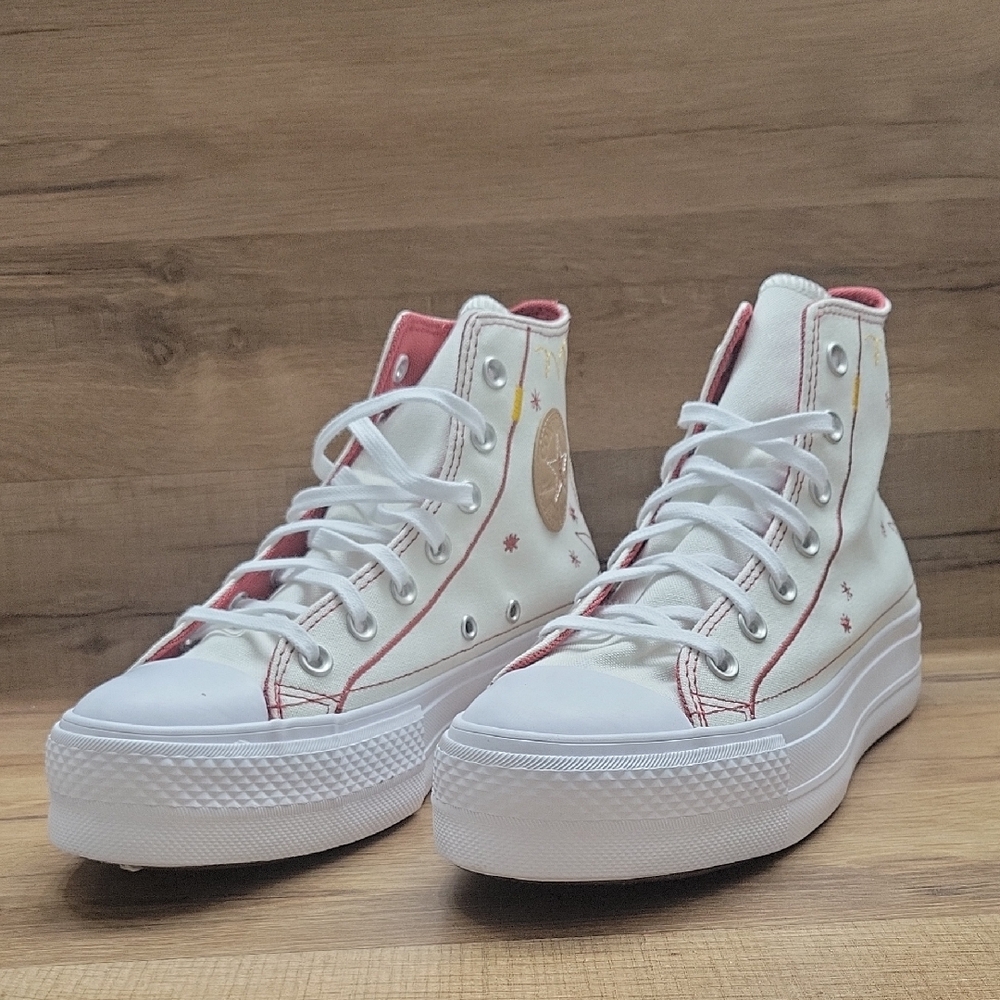 Converse Women's White and Red High-Top Sneakers